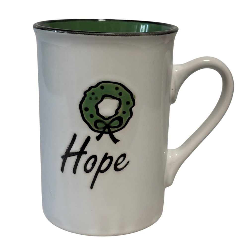DIVINITY religious Christian mug HOPE Romans 15:13 Wreath Green White Xmas Gift